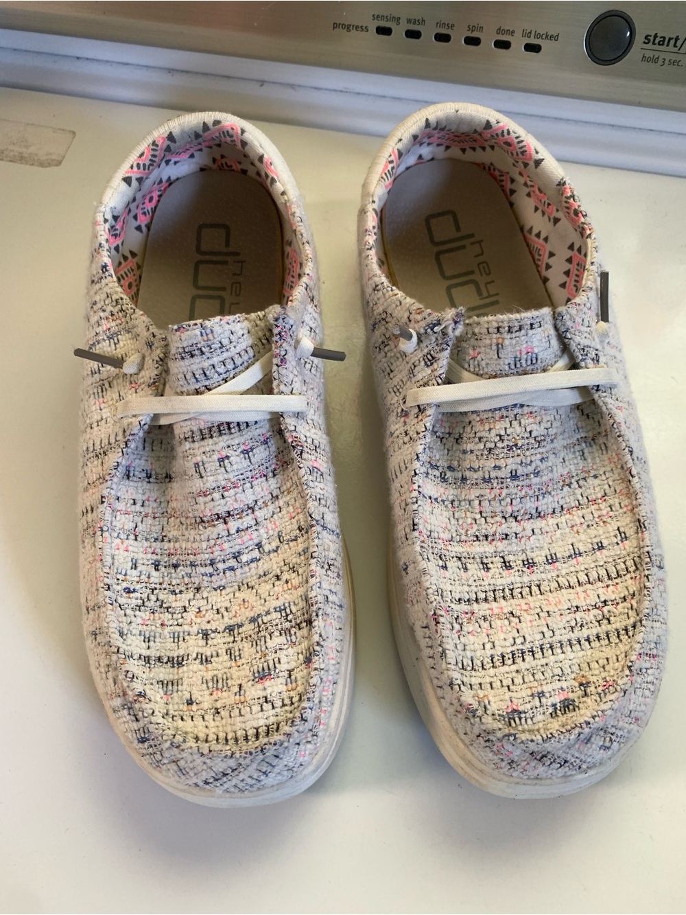 Hey Dude Women's Wendy Rise-Boho White with Pink & Blue Accents